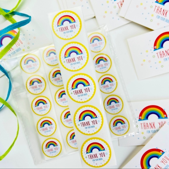 Thank You Stickers. Rainbow. Shipping Product Stickers. Envelope Seals. - Picture 2 of 7